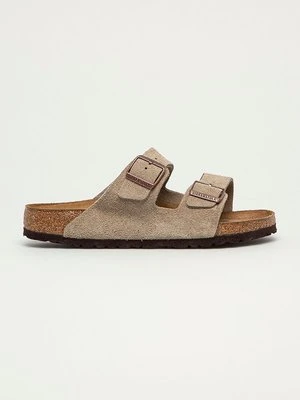 Birkenstock klapki zamszowe Arizona męskie kolor szary 951301