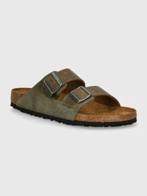 Birkenstock klapki zamszowe Arizona męskie kolor zielony 1028151