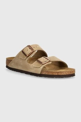 Birkenstock klapki nubukowe Arizona kolor brązowy 352201