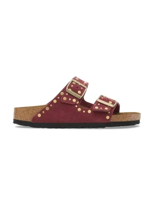 Birkenstock klapki zamszowe Arizona Rivet damskie kolor czerwony 1030463