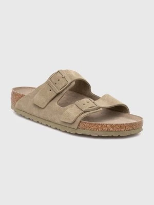 Birkenstock klapki zamszowe Arizona SFB męskie kolor zielony 10190