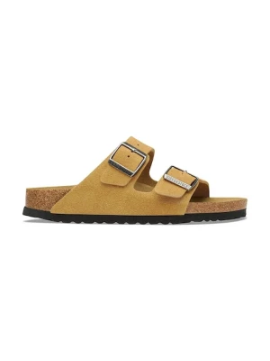 Birkenstock klapki zamszowe Arizona Soft Footbed Suede Leather brązowy