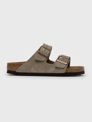 Birkenstock klapki zamszowe Arizona VL damskie kolor szary 51463