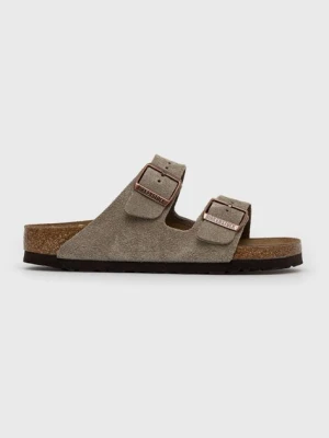 Birkenstock klapki zamszowe Arizona VL damskie kolor szary 51463