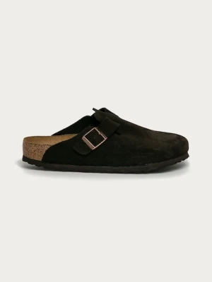 Birkenstock klapki zamszowe Boston brązowy