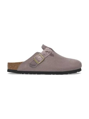 Birkenstock klapki zamszowe Boston Braided damskie kolor fioletowy 1029122
