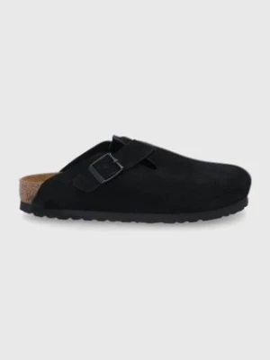 Birkenstock klapki zamszowe Boston damskie kolor czarny