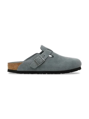Birkenstock klapki zamszowe Boston damskie kolor szary 1030874