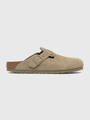 Zdjęcie produktu Birkenstock klapki zamszowe Boston damskie kolor zielony 1025844