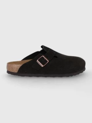 Birkenstock klapki zamszowe Boston kolor brązowy