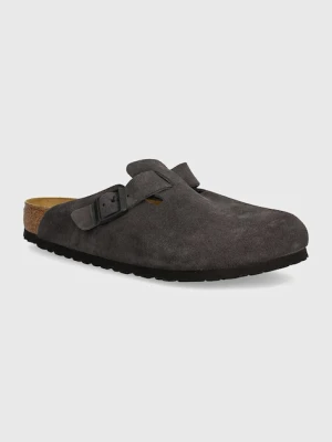 Birkenstock klapki zamszowe Boston kolor szary 1028602