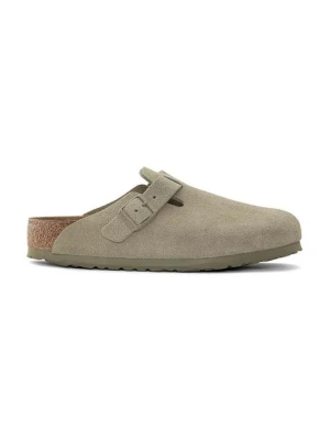 Birkenstock klapki zamszowe Boston kolor zielony 1025788