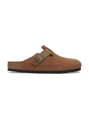 Birkenstock klapki zamszowe Boston LEVE/LEOI damskie kolor brązowy 1029185