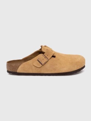 Birkenstock klapki zamszowe Boston męskie kolor beżowy 1026181