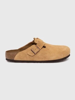 Birkenstock klapki zamszowe Boston męskie kolor beżowy 1026181