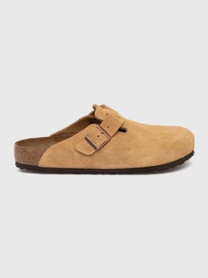 Birkenstock klapki zamszowe Boston kolor beżowy 1026181