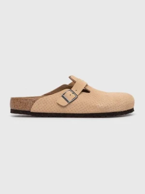 Birkenstock klapki zamszowe Boston męskie kolor beżowy 1026948