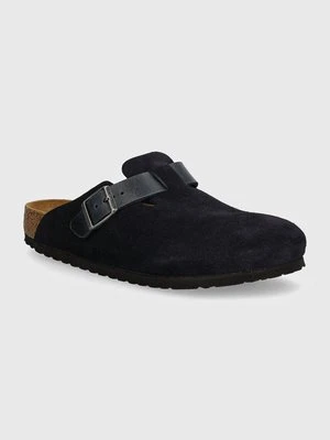 Birkenstock klapki zamszowe Boston męskie kolor granatowy 1028210