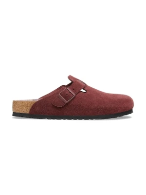Birkenstock klapki zamszowe Boston Varsity damskie kolor czerwony 1030730