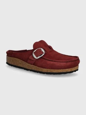 Birkenstock klapki zamszowe Buckley LEVE damskie kolor bordowy 1027990