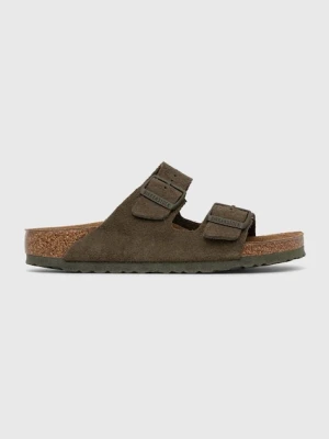 Birkenstock klapki zamszowe damskie kolor zielony