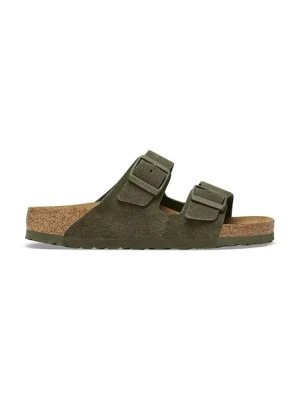 Birkenstock klapki zamszowe damskie kolor zielony