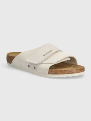 Birkenstock klapki zamszowe Kyoto męskie kolor biały 1024535