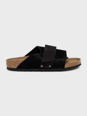 Birkenstock klapki zamszowe Kyoto męskie kolor czarny 1022350