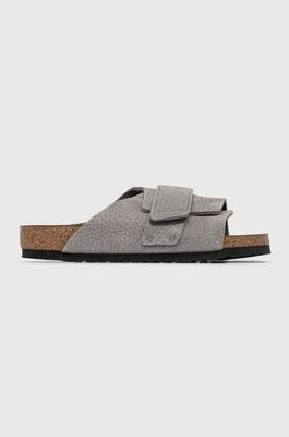 Birkenstock klapki zamszowe KYOTO męskie kolor szary 1024502