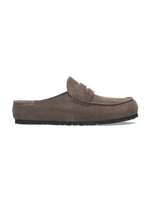 Birkenstock klapki zamszowe Naples Wrapped LEVE brązowy