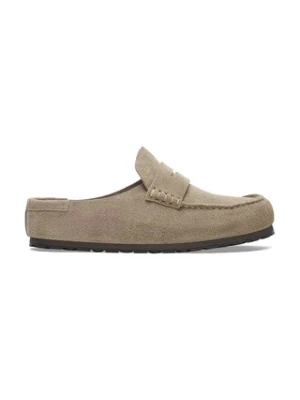 Birkenstock klapki zamszowe Naples Wrapped LEVE damskie kolor beżowy 1029710
