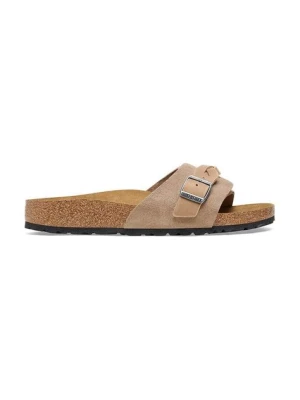 Birkenstock klapki zamszowe Oita damskie kolor beżowy 1026730