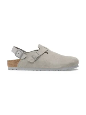 Birkenstock klapki zamszowe Tokio LEVE damskie kolor szary 1028329