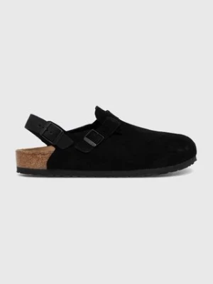 Birkenstock klapki zamszowe Tokio męskie kolor czarny 1028337