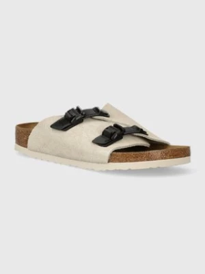 Birkenstock klapki zamszowe Zürich damskie kolor beżowy 1026788