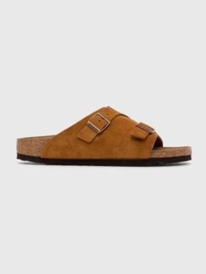 Birkenstock klapki zamszowe Zürich damskie kolor pomarańczowy 1023891