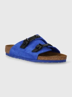 Birkenstock klapki zamszowe Zürich męskie kolor niebieski 1026800