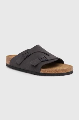 Birkenstock klapki zamszowe Zürich męskie kolor szary 1028586