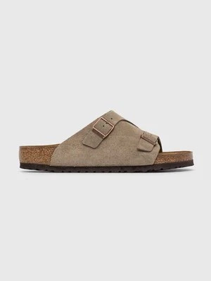 Birkenstock klapki zamszowe Zürich kolor szary 50461