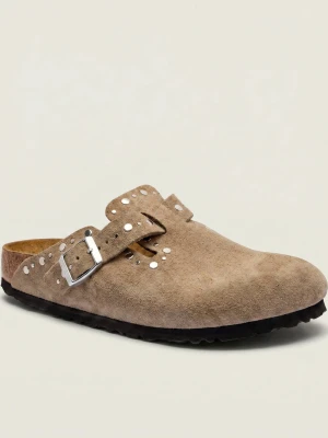 Birkenstock Mule Boston Rivet LEVE | zamsz | narrow fit brązowy