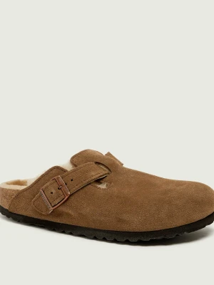 Birkenstock Mule Boston Shearling | zamsz | z dodatkiem wełny | narrow fit brązowy