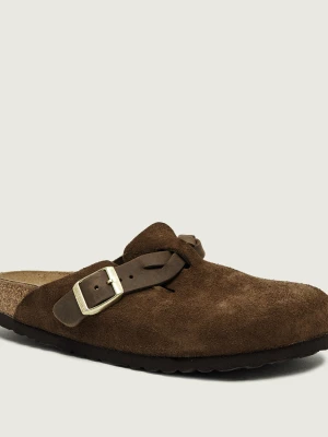 Birkenstock Mule Boston | zamsz | narrow fit brązowy