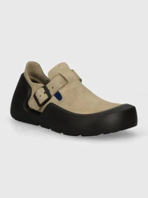 Birkenstock półbuty zamszowe Reykjavik damskie kolor beżowy na płaskim obcasie 1027279