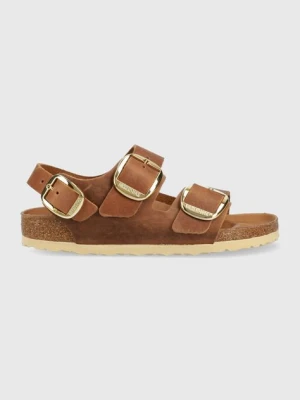 Birkenstock sandały skórzane Milano Big Buckle damskie kolor brązowy 1024067 1024067-Cognac