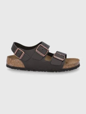 Birkenstock sandały skórzane Milano damskie kolor brązowy 34103