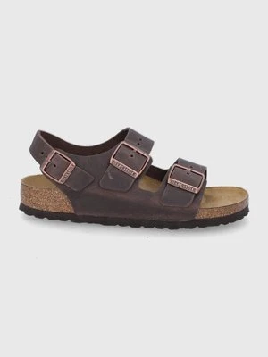 Birkenstock sandały skórzane Milano damskie kolor brązowy 34873