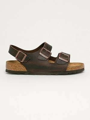 Birkenstock sandały skórzane Milano męskie kolor brązowy 34871