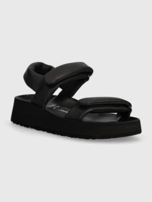 Birkenstock sandały skórzane Theda damskie kolor czarny na platformie 1026877