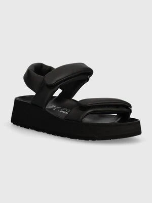 Birkenstock sandały skórzane Theda damskie kolor czarny na platformie 1026877