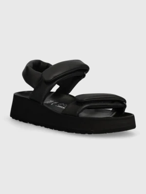 Birkenstock sandały skórzane Theda damskie kolor czarny na platformie 1026877